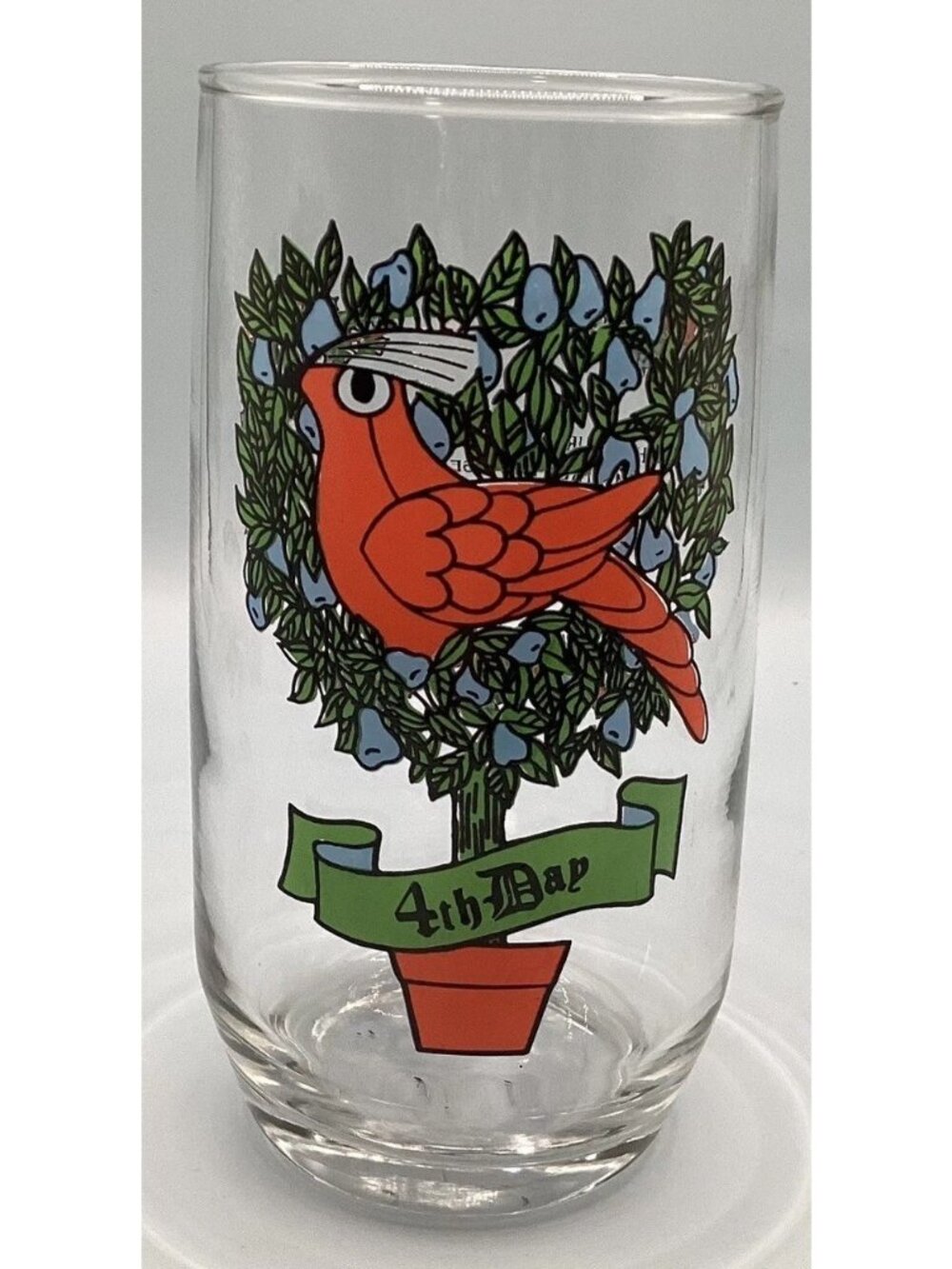 Vintage 12 days of Christmas 4th Day Tumbler Indiana Glass 12 Oz